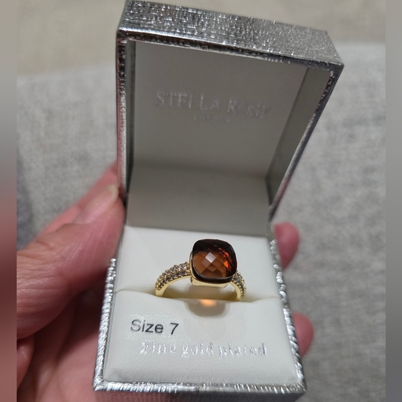 Stella & Dot Gold Ring with Rich Brown Stone Size 7 - Picture 8 of 9